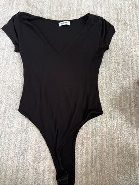 V-Neck Black Bodysuit